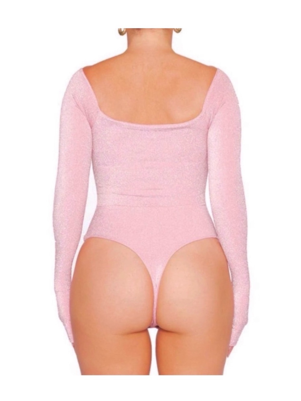 naked wardrobe NEWPink Scoop-Back Long Sleeve Bodysuit
